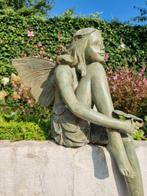 Sculpture, Garden fairy with butterfly - 62 cm - Bronze