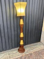 Staande lamp - Messing, Hout, Leder - Vloerlamp, jaren, Antiek en Kunst, Curiosa en Brocante