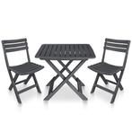 vidaXL 3-delige Bistroset inklapbaar kunststof antraciet, Tuin en Terras, Verzenden, Nieuw