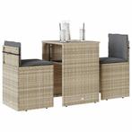vidaXL 3-delige Bistroset met kussens poly rattan lichtgrijs, Tuin en Terras, Verzenden, Nieuw