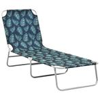 vidaXL Ligbed inklapbaar staal en stof bladmotief, Tuin en Terras, Verzenden, Nieuw