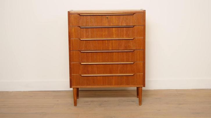 Vintage ladekast  | 6 lades | Deens design | 101 cm, Huis en Inrichting, Kasten | Ladekasten, Ophalen of Verzenden