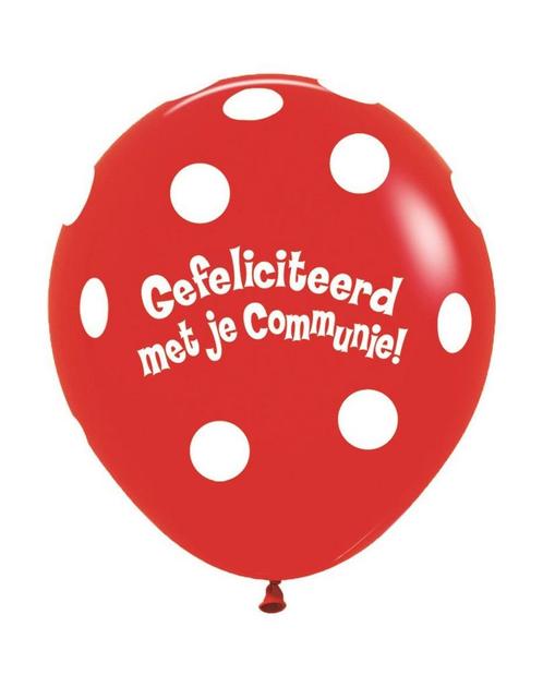 Ballonnen Communie Polka Dots Red 45cm 25st, Hobby en Vrije tijd, Feestartikelen, Nieuw, Verzenden