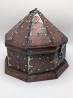 Doos - Hout, Metaal - Octogonaal kistje, Antiek en Kunst