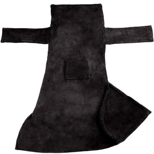 2 Fleece dekens met mouwen - 200 x 170 cm, zwart, Huis en Inrichting, Woonaccessoires | Plaids en Woondekens, Verzenden