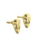 Gouden manchetknopen met artistieke gezichtsvormen, Handtassen en Accessoires, Manchetknopen, Ophalen of Verzenden, Gebruikt, Goud
