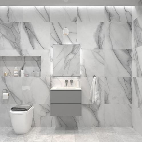 Badkamermeubelset Gliss Zeus 70 cm Beton Grijs, Doe-het-zelf en Bouw, Sanitair, Bad, Nieuw, Ophalen of Verzenden