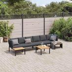 vidaXL 5-delige Loungeset met kussens aluminium zwart, Verzenden, Nieuw, Loungeset