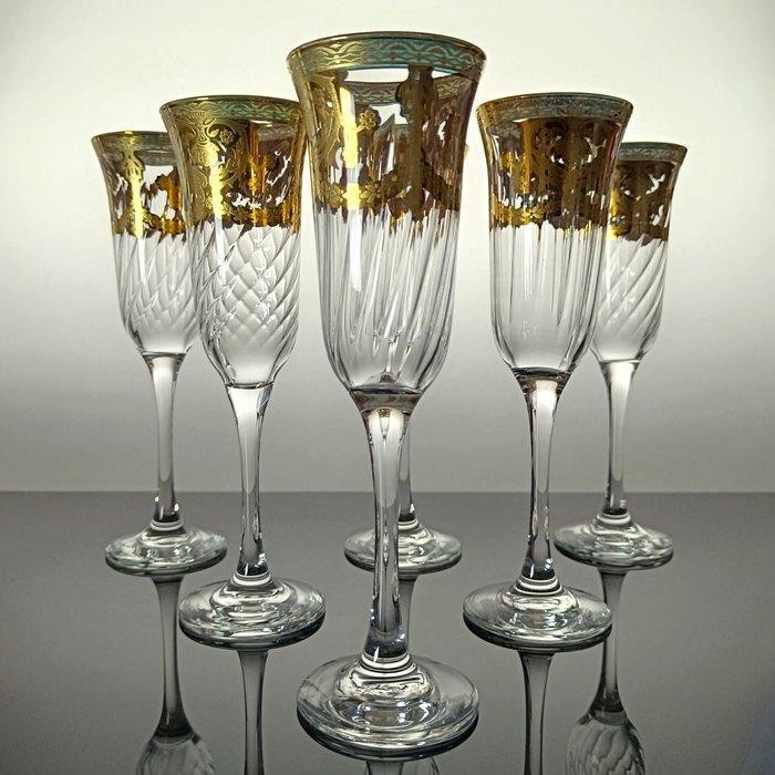 Secoloventesimo - Champagne fluitje (6) - Venice Gold Flute, Antiek en Kunst, Antiek | Meubels | Tafels
