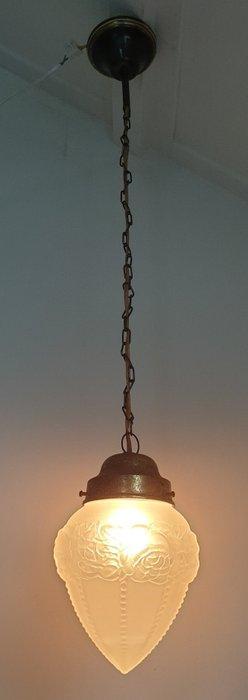 Lamp - Glas, Messing, Antiek en Kunst, Curiosa en Brocante