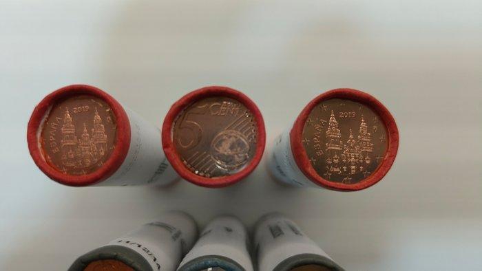 Spanje. Coin Roll Various Years (450 monedas) en 9 rollos, Postzegels en Munten, Munten | Europa | Euromunten