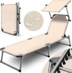 Ligbed - Ligstoel - Zonnebed - Opvouwbaar - Beige - Tillvex®, Tuin en Terras, Verzenden, Nieuw
