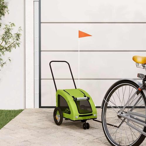 vidaXL Hondenfietstrailer oxford stof en ijzer groen, Dieren en Toebehoren, Overige Dieren-accessoires, Nieuw, Verzenden