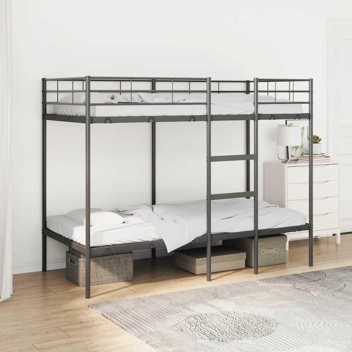 vidaXL Stapelbed zonder matras 90x190 cm staal zwart, Huis en Inrichting, Slaapkamer | Bedden, Nieuw, Verzenden