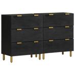 vidaXL Dressoirs 2 st 60x33x75 cm bewerkt hout zwart, Huis en Inrichting, Verzenden, Nieuw