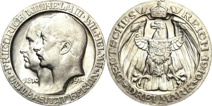 3 Mark 1910 Pruisen Wilhelm Ii 1888-1918, Timbres & Monnaies, Monnaies | Europe | Monnaies non-euro, Envoi
