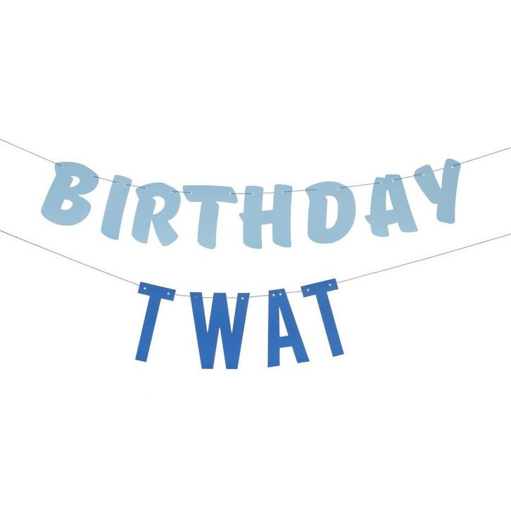 Blauw Letterslinger Birthday Twat 1,5m, Hobby en Vrije tijd, Feestartikelen, Nieuw, Verzenden