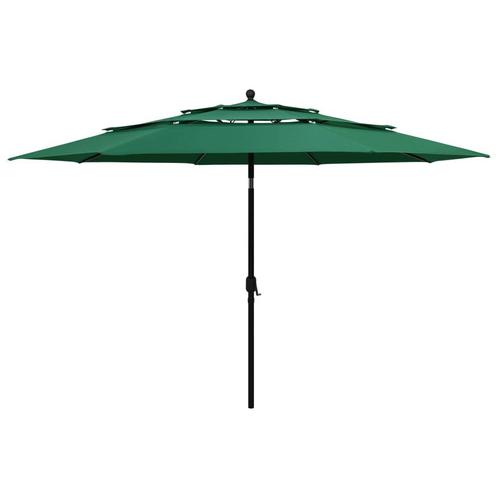 vidaXL Parasol 3-laags met aluminium paal 3,5 m groen, Tuin en Terras, Parasols, Nieuw, Verzenden