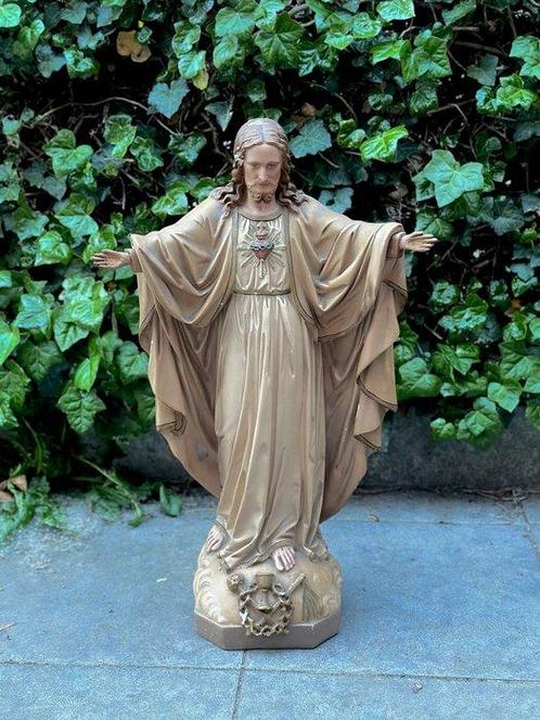 Statue, Kerkbeeld Jezus Christus - 65 cm - Pierre de fonte, Antiek en Kunst, Antiek | Boeken en Manuscripten