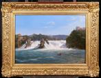 Johann Jakob Ulrich (1798-1877) - The Rhine Falls at, Antiek en Kunst, Kunst | Schilderijen | Klassiek