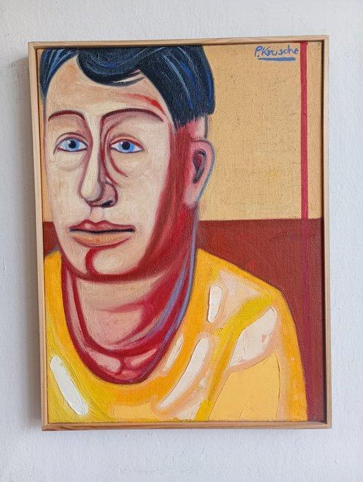 Peter Krusche - Das gelbe Hemd, Antiek en Kunst, Kunst | Schilderijen | Modern