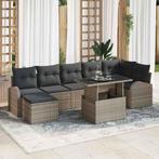vidaXL Tuinbank Set 8 pcs Grijs Poly riet, gepoedercoat, Tuin en Terras, Verzenden, Nieuw