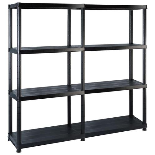 vidaXL Opbergrek 4-laags 122x30,5x130 cm kunststof zwart, Huis en Inrichting, Kasten | Stellingkasten, Nieuw, Verzenden