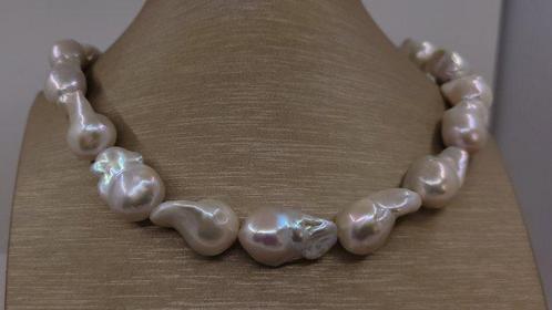Collier Perles deau douce Edison de style baroque de 13x16, Handtassen en Accessoires, Kettingen
