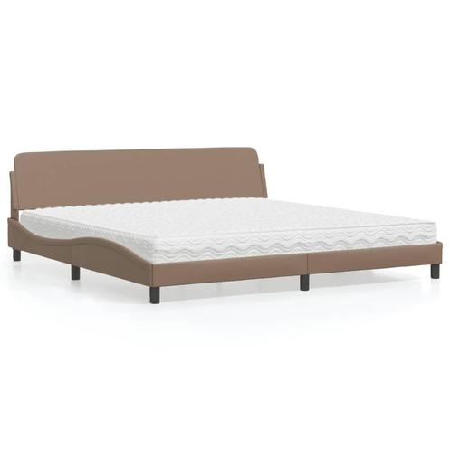 vidaXL Bed met matras kunstleer cappuccinokleurig 200x200 cm, Huis en Inrichting, Slaapkamer | Bedden, Nieuw, Verzenden