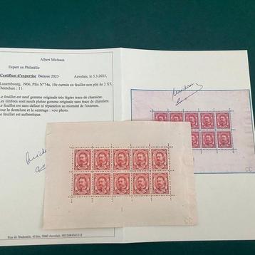 Luxembourg 1906 - 10 centimes Willem IV sur petite feuille