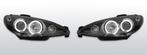 Koplampen Peugeot 206 98-01  Halo Rims zwart, Nieuw, Ophalen of Verzenden