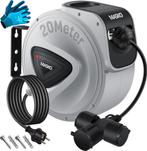 Masko® Kabelhaspel 20m - Verlengkabel - Grijs, Doe-het-zelf en Bouw, Verzenden, Nieuw