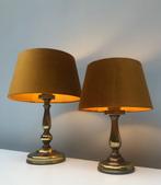 Herda - Tafellamp (2) - Messing, Textiel - Twee tafellampen