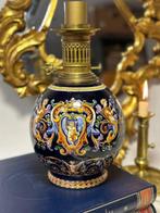 Tafellamp - Messing, Porselein - Olielamp van faience, Antiek en Kunst