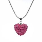 Fako Bijoux® - Ketting - Disco Dots - Hart - Fuchsia, Verzenden, Nieuw
