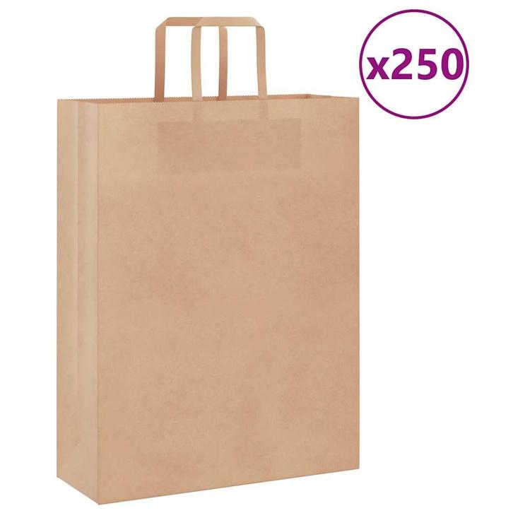 vidaXL Papieren zakken 250 st met hengsels 32x12x42 cm bruin, Divers, Emballage cadeau, Envoi