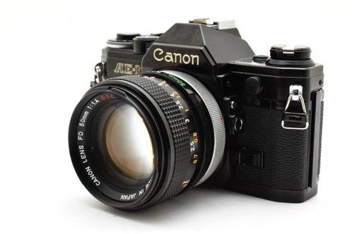 Canon AE-1 black + FD 1.4/50mm S.S.C. Single lens reflex, Audio, Tv en Foto, Fotocamera's Analoog