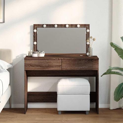 vidaXL Kaptafel met LED 100x40x120 cm bruin eikenkleurig, Huis en Inrichting, Tafels | Kaptafels, Nieuw, Verzenden