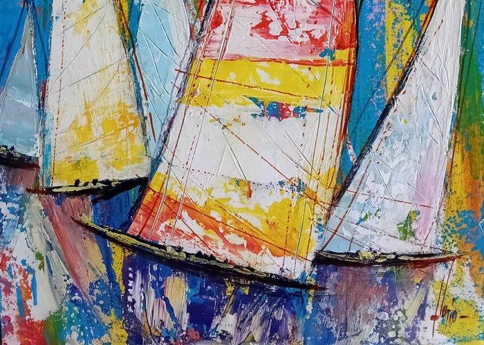 Luigi Florio (1958) - Colorate vele, Antiek en Kunst, Kunst | Schilderijen | Modern