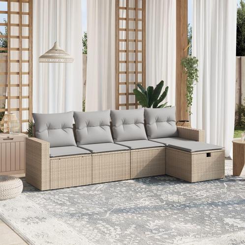 vidaXL Salon de jardin avec coussins 5pcs mÃ©lange beige, Tuin en Terras, Tuinsets en Loungesets, Verzenden