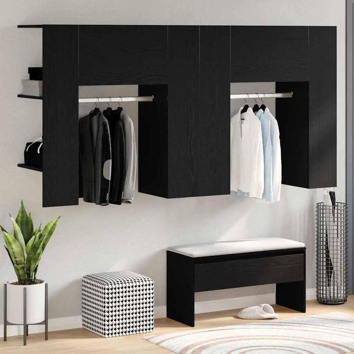 vidaXL Halkast 2 pcs Zwart eiken 97.5 x 37 x 99 cm Bewerkt, Huis en Inrichting, Kasten | Overige, Nieuw, Verzenden
