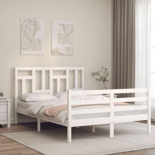 vidaXL Cadre de lit avec tête de lit blanc petit double, Huis en Inrichting, Slaapkamer | Bedden, Verzenden