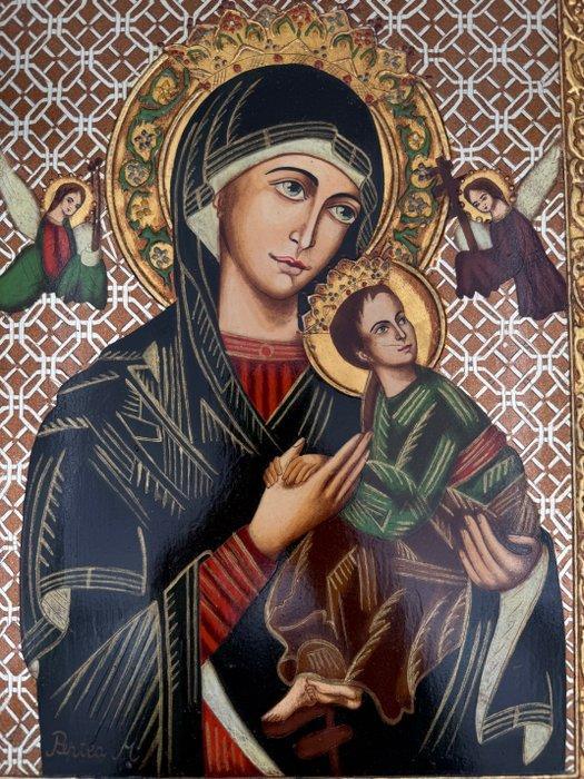 Icoon - Onze Lieve Vrouw van Altijddurende Bijstand - Hout -, Antiek en Kunst, Antiek | Boeken en Manuscripten