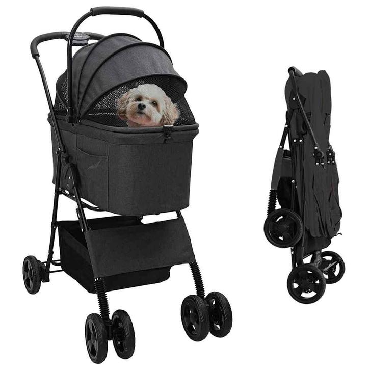 vidaXL Opvouwbare Huisdier Kinderwagen Zwart 81 x 47 x 99 cm, Dieren en Toebehoren, Overige Dieren-accessoires, Nieuw, Verzenden