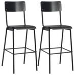 vidaXL Barstoelen 2 st massief multiplex staal zwart, Huis en Inrichting, Barkrukken, Verzenden, Nieuw