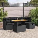 vidaXL 6-delige Loungeset met kussens poly rattan acacia, Tuin en Terras, Tuinsets en Loungesets, Verzenden, Nieuw, Loungeset