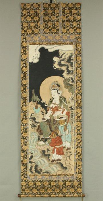Old Buddhist Painting - Yoryu Kannon  - No signature or, Antiek en Kunst, Antiek | Overige Antiek