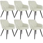 tectake Set van 6 eetkamerstoelen Marilyn linnenlook, zwarte, Huis en Inrichting, Stoelen, Verzenden, Nieuw