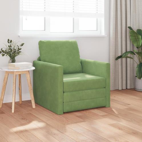 vidaXL Vloersofa Bed 2-in-1 Lichtgroen 74x77x81 cm Velours, Huis en Inrichting, Zetels | Zetels, Nieuw, Verzenden