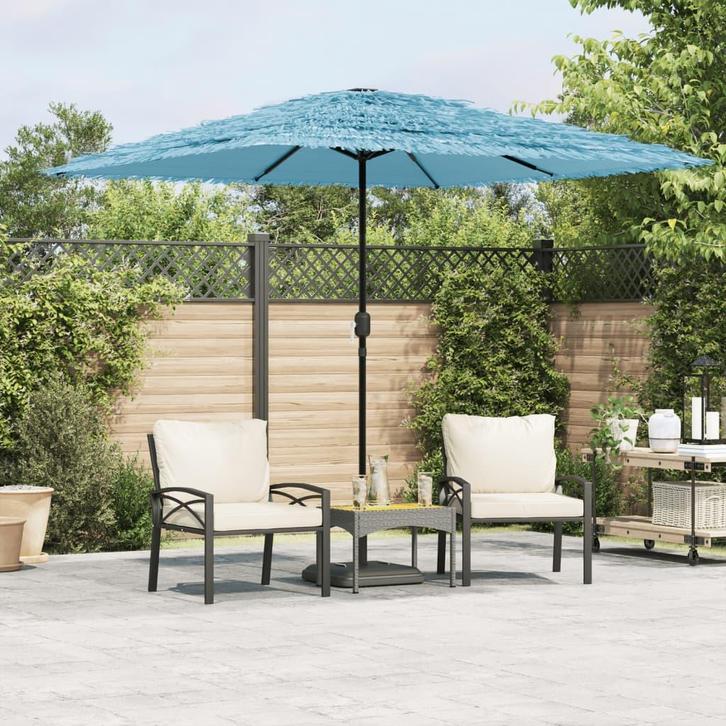 vidaXL Parasol met stalen paal 248x248x248 cm blauw, Tuin en Terras, Parasols, Nieuw, Verzenden